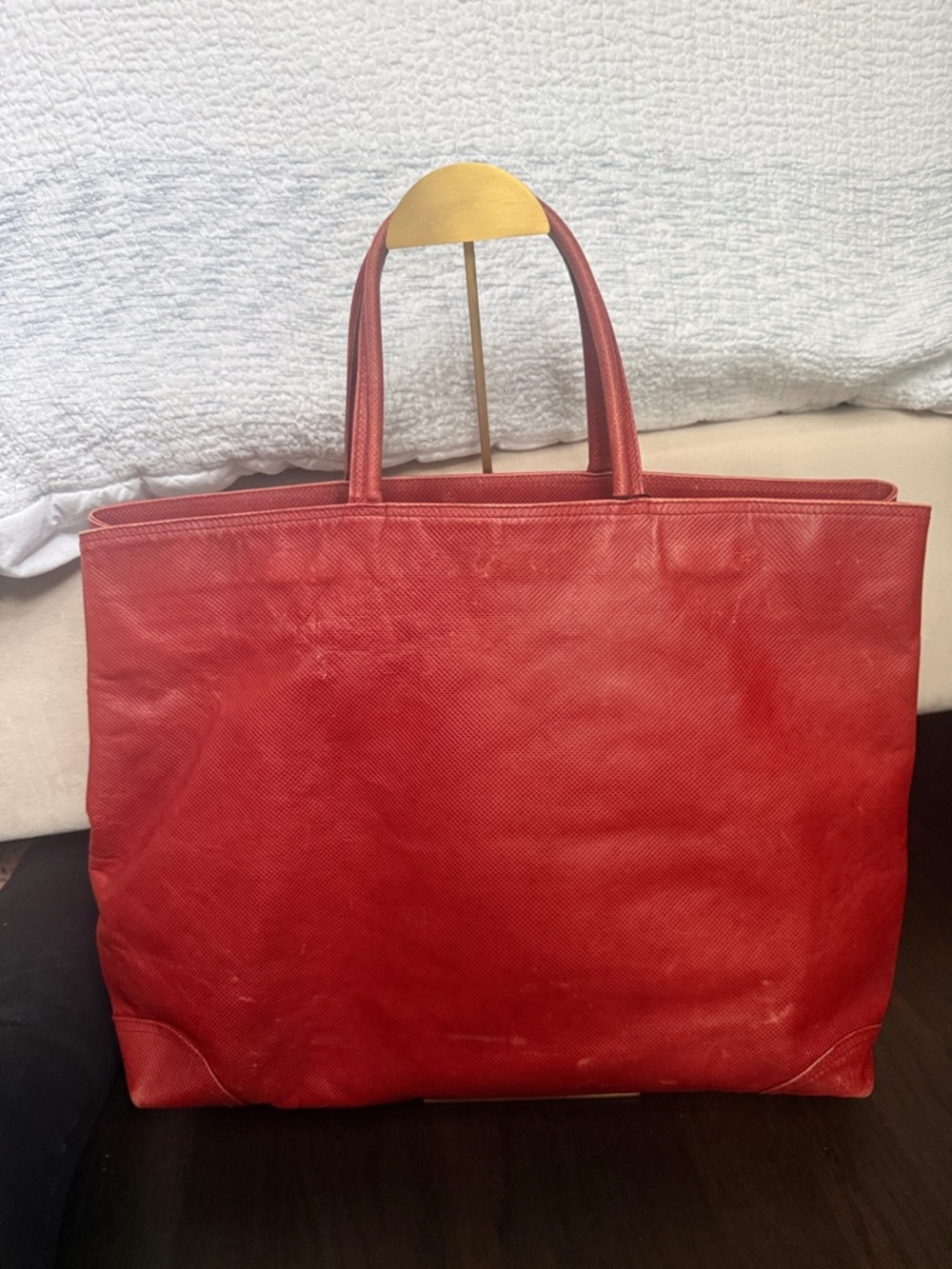 Bottega Veneta Red Leather Interior with Gold Plate